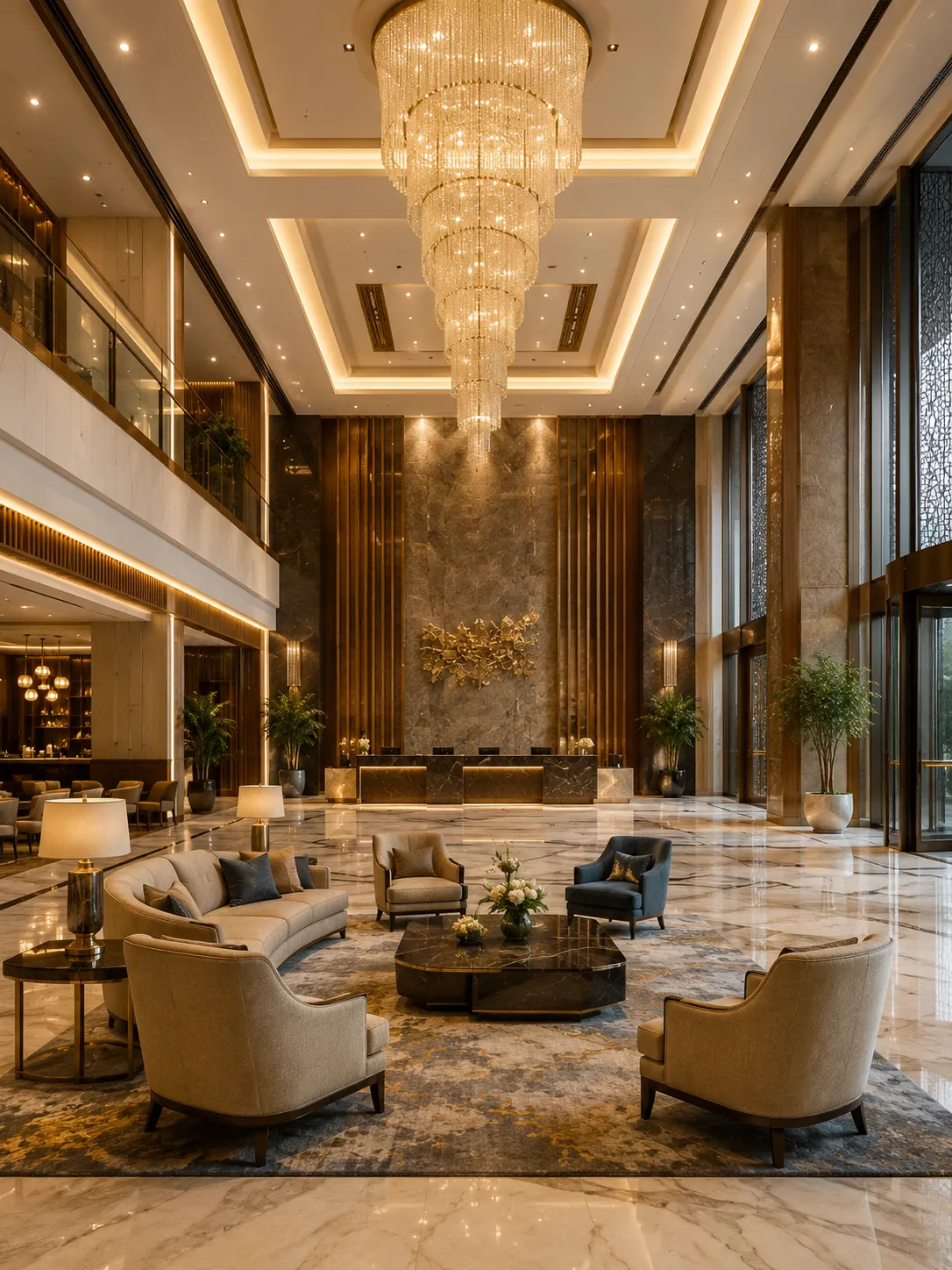 Premium luxury furniture in Arunachal Pradesh installed in a boutique hotel lobby