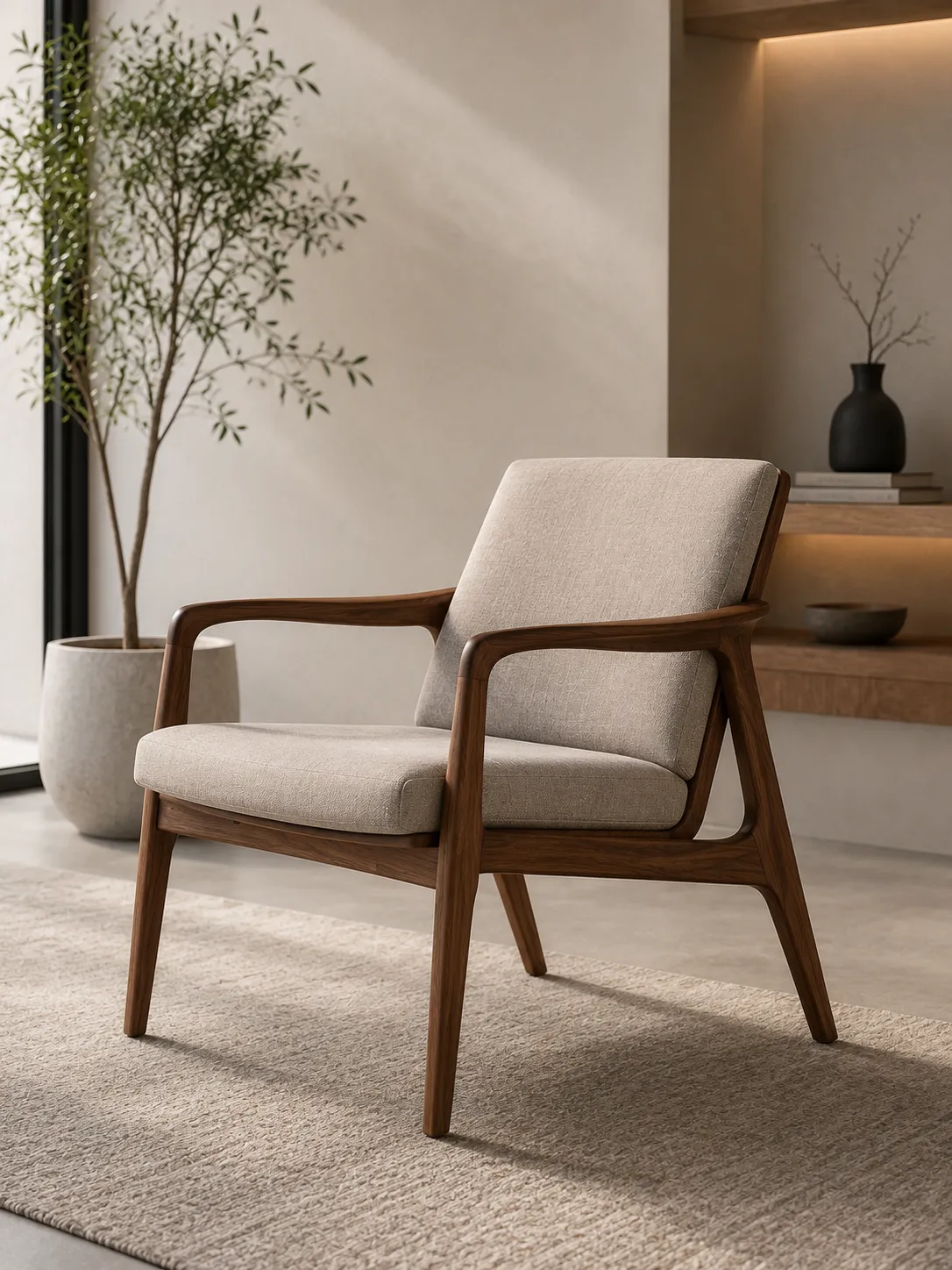 Modern minimalist oak wood chair showcasing luxury furniture design